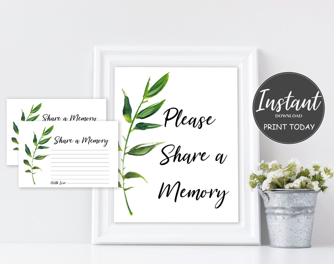 Share a Memory Sign and Cards for Funeral | Memorial Keepsake ...
