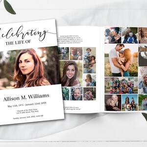 Editable  Funeral Program Template, Obituary Template, Celebration of Life,  Memorial Service | - A115