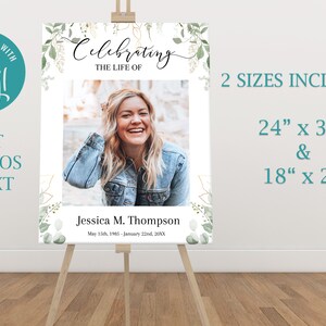 This is a floral funeral poster, funeral welcome poster, in loving memory poster, or celebration of life poster. It is editable and downloadable. This funeral photo display comes in several sizes. We have other memorial service templates available.