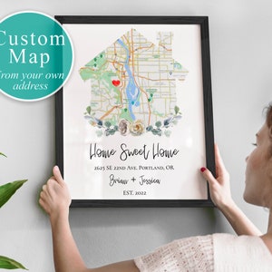 Regalo di inaugurazione della casa, regalo di chiusura, mappa personalizzata della nuova casa, idea regalo per la prima casa, la nostra prima casa, regalo personalizzato per agente immobiliare
