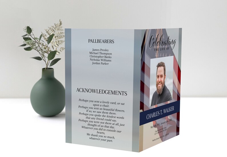 american funeral program template, Editable Obituary template with photo collage, 4 page funeral program template, editable funeral program template, celebration of life template, order of service, editable obituary template, in loving memory,