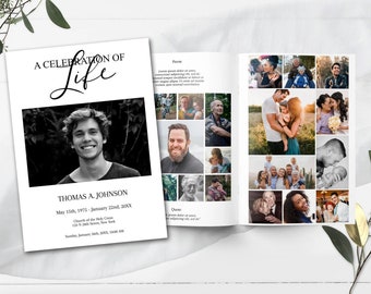 Editable  Funeral Program Template, Collage Program, Celebration of Life, Obituary Template, Memorial Program | - A116