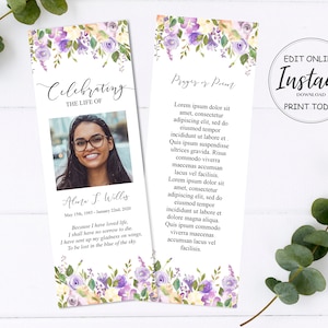 Funeral Bookmarks | Funeral Keepsake | Celebration of Life | Funeral Favors | Floral Funeral | A105