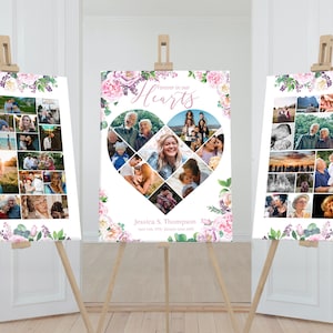 Funeral Photo Collage Sign Set Template | Black and Gold Memorial Posterl | Funeral Welcome Sign | Celebration of Life Sign A101