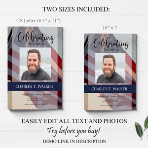 american funeral program template, Editable Obituary template with photo collage, 4 page funeral program template, editable funeral program template, celebration of life template, order of service, editable obituary template, in loving memory,