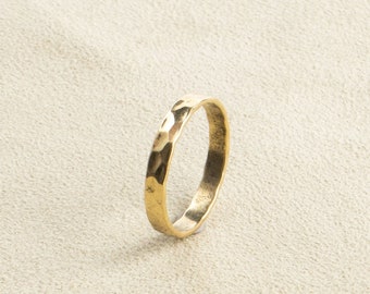 Hammered ring made of brass handmade gold