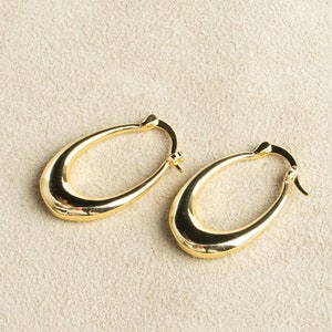 Chunky hoop earrings teardrop gold plated