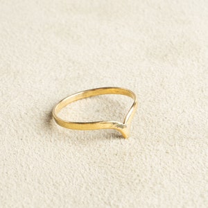 Chevron ring gold handmade V-shaped stacking ring