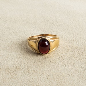 Natural oval garnet signet ring image 1