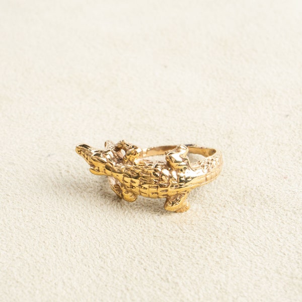 Crocodile ring gold handmade