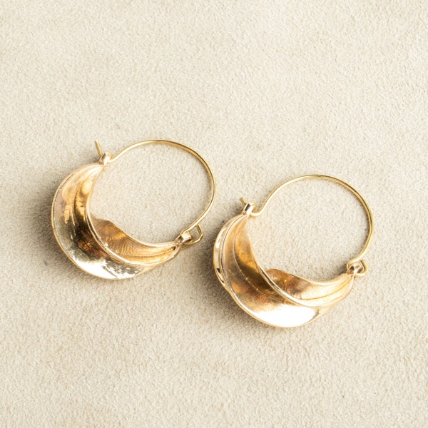 Twisted Fulani hoop earrings 3 cm gold handmade