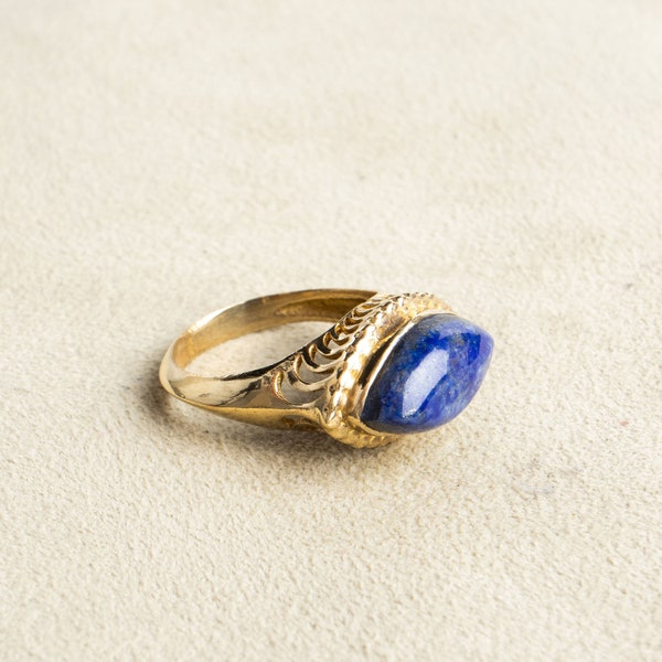 Augenförmiger Lapis Lazuli Ring groß gold handgemacht