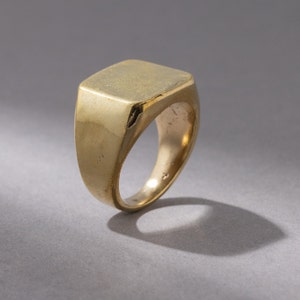 Thick signet ring brass gold handmade