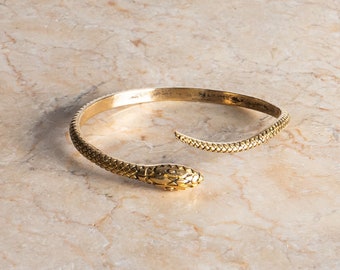 Snake bracelet made of brass gold open handmade