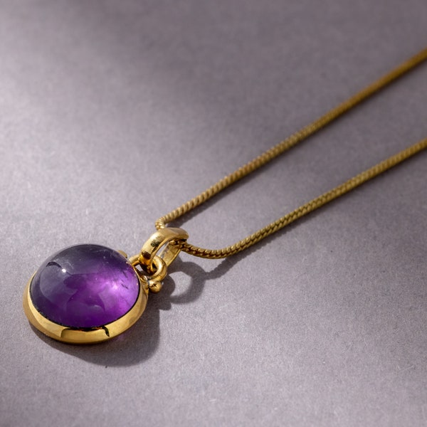 Collier d'améthyste rond fait à la main en laiton