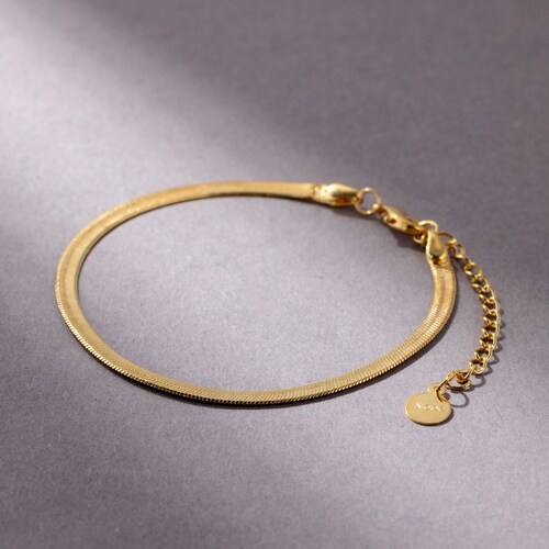 Thick Herringbone Chain Bracelet Gold Chain Cuff Bracelet Etsy