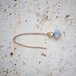 Opalite Threader Earrings – Handmade, gold-plated drop threader earrings