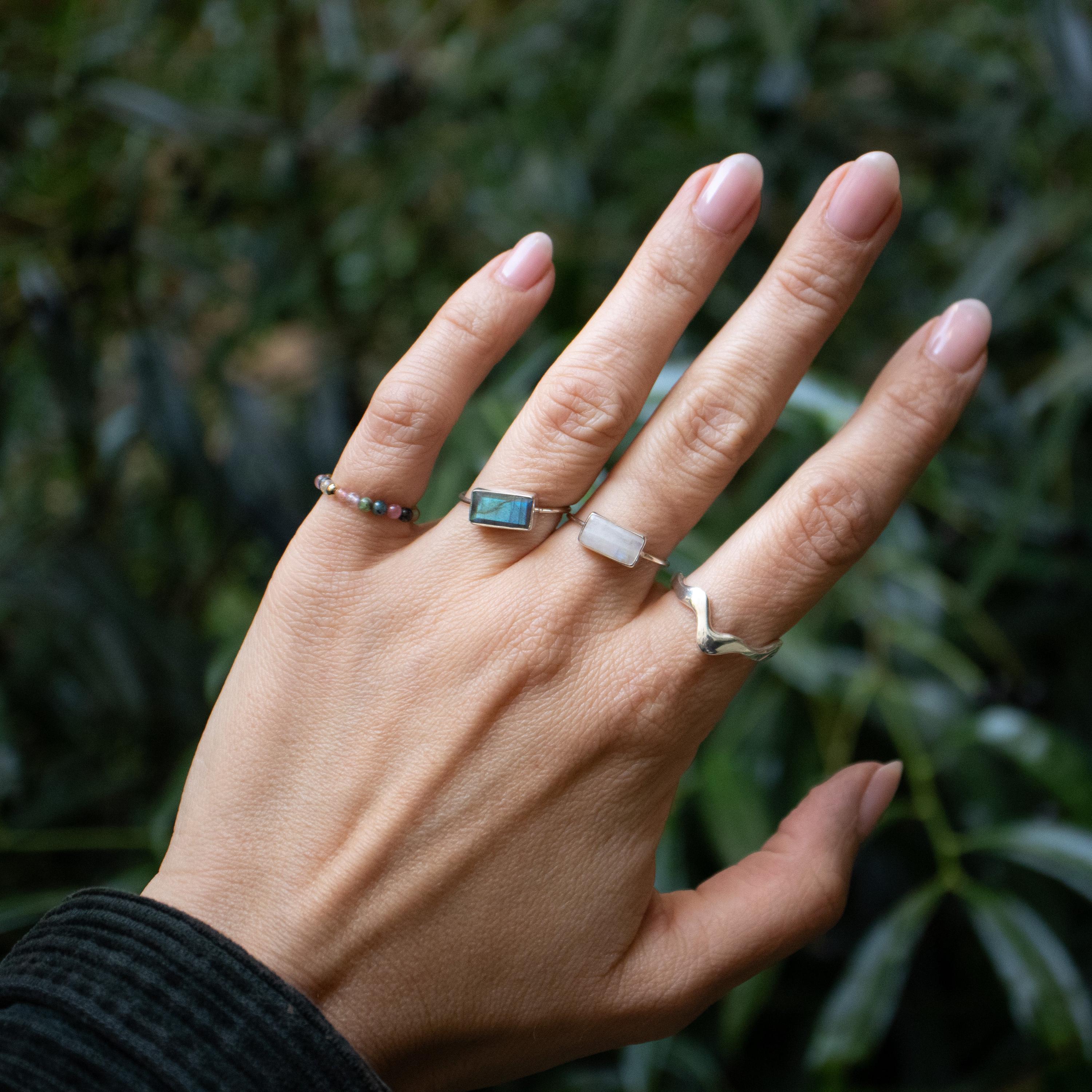 Rainbow Moonstone Ring Made of 925 Sterling Silver – Handmade