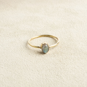 Fine labradorite ring with oval stone handmade