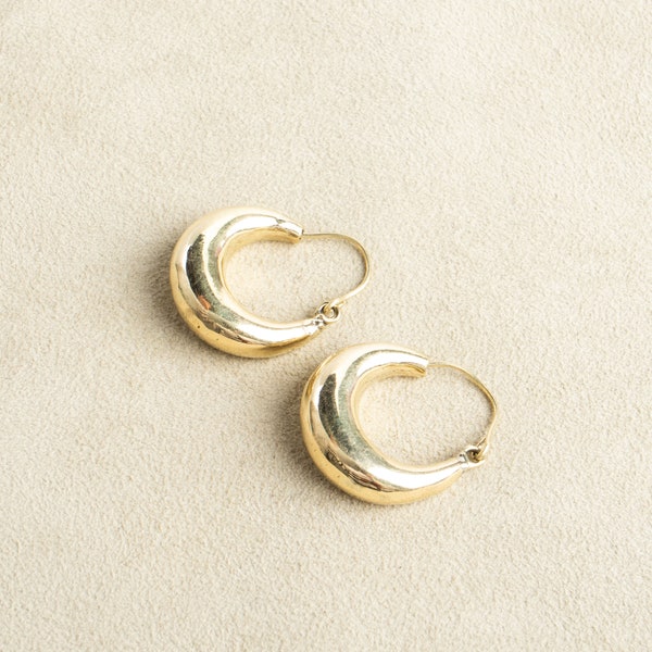 Wide chunky hoop earrings made of brass handmade 2.5 cm