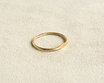 Fine Small Signet Ring Gold Handmade - Stacking Ring Made of