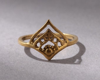 Crown Boho ring gold filigree minimalist handmade