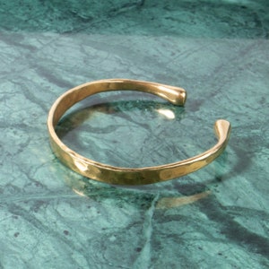 Wide bangle hammered gold adjustable