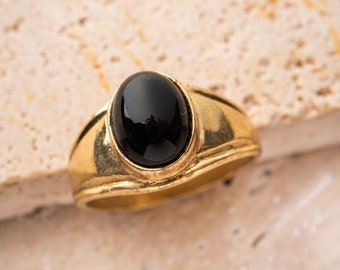 Siegelring mit Onyx oval gold handgemacht