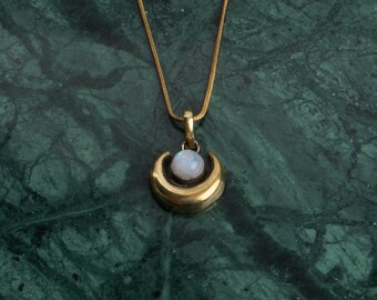 Talisman moonstone necklace moon gold handmade