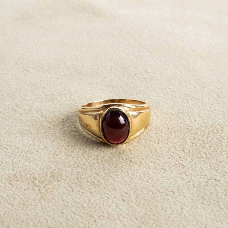 Natural oval garnet signet ring image 1