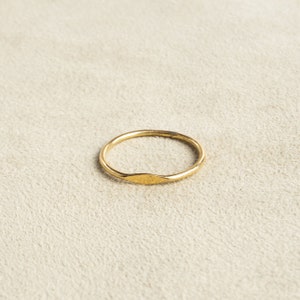 Fine small signet ring gold handmade - stacking ring made of brass