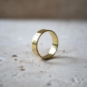 Wide simple ring made of brass gold handmade