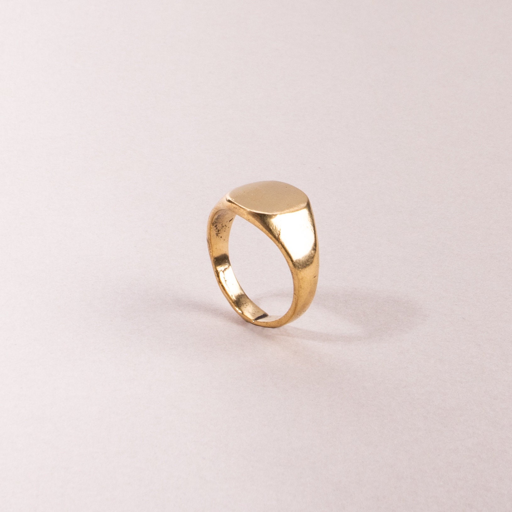 指輪・リング Signet Ring - In Gold We Trust - Gold - Brass Brass Signet Ring | Golden Ring - Etsy