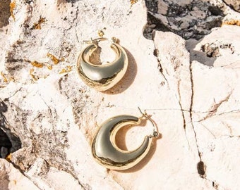 Chunky hoop earrings gold plated drops