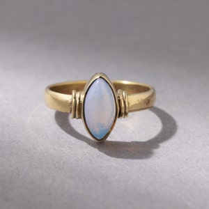 Opalite ring with oval stone gold handmade