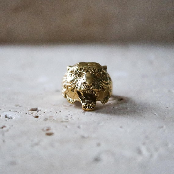 Tiger Head Tiger Ring Gold Handmade - Etsy Israel Tiger Head Tiger Ring Gold Handmade - Etsy Israel