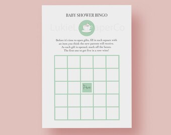 Baby Shower Tea Party Bingo Game - Digital Download - Baby Girl Shower - Mint and Pink- Garden Tea