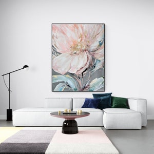 Gold Leaf Flower contemporary Art 3D textured abstract acrylic painting on canvas original wall art