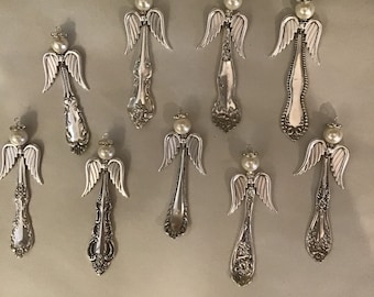 Silverplate silverware Christmas angel ornament pendant