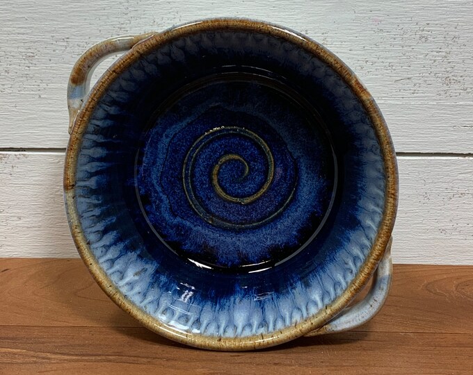 Handmade Wheel Thrown Stoneware Pottery Bowl With Handles, Ceramic ...