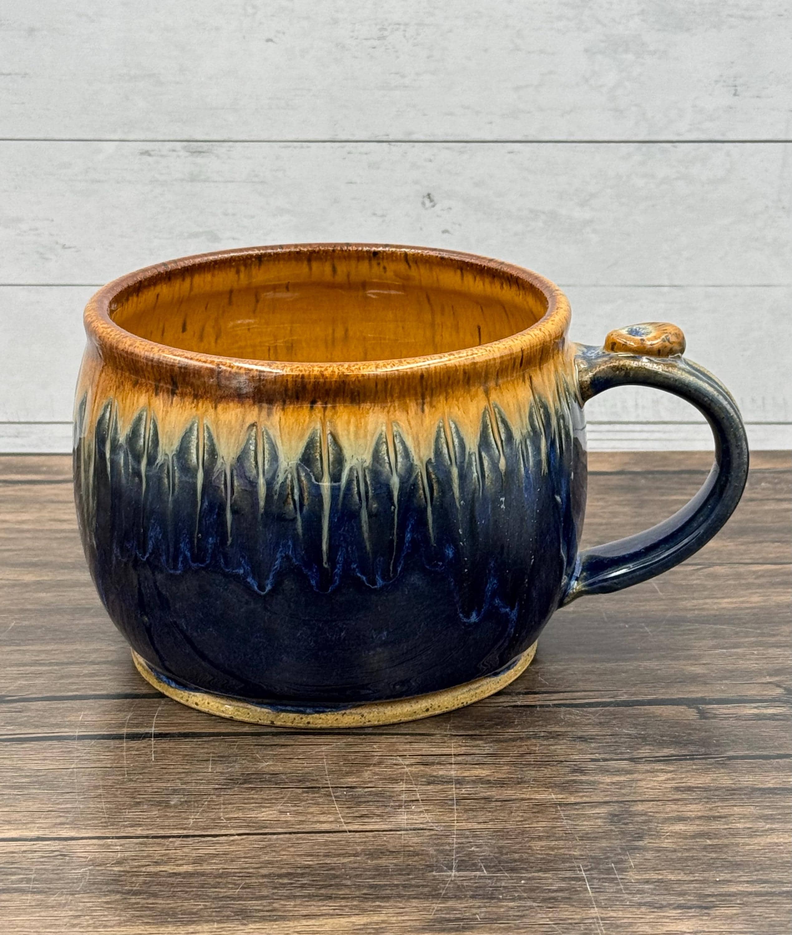 Handmade wheel thrown stoneware pottery soup bowl with drippy glaze, french onion soup bowl, chowder crock ,ceramic bowl, 24oz