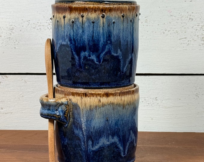 Stacking Salt and Pepper Container Set, Spice Jars, Salt Cellar, Salt