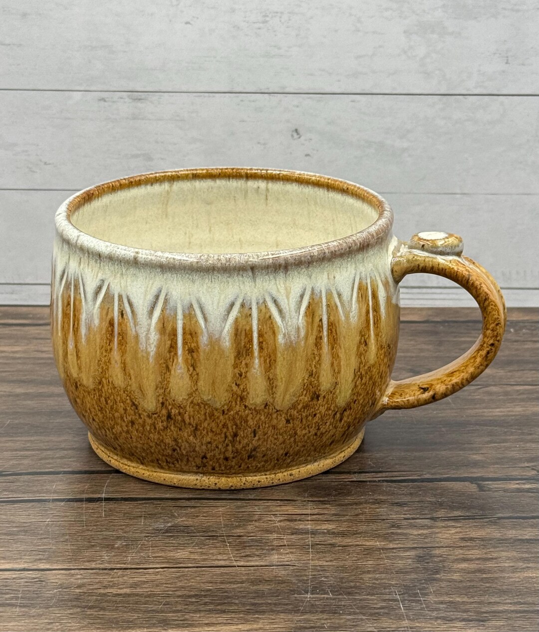 Handmade Wheel Thrown Stoneware Pottery Soup Bowl With Drippy Glaze ...