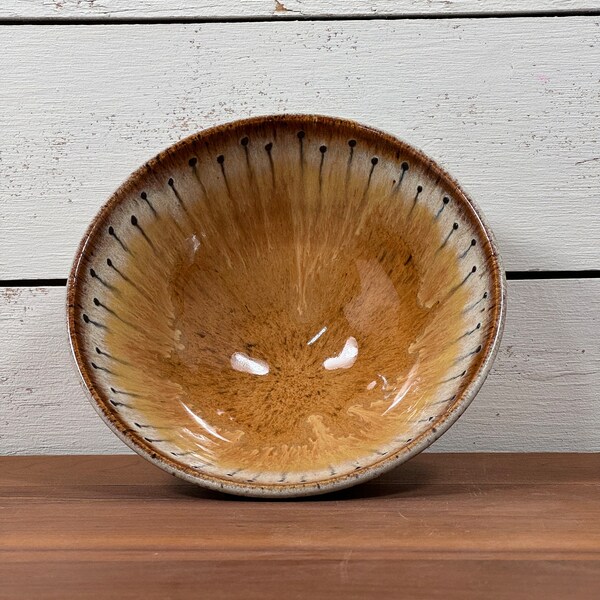 Handmade pottery bowl, wheel thrown stoneware, ceramic bowl, cereal bowl, slip dot design, drippy glaze, #3