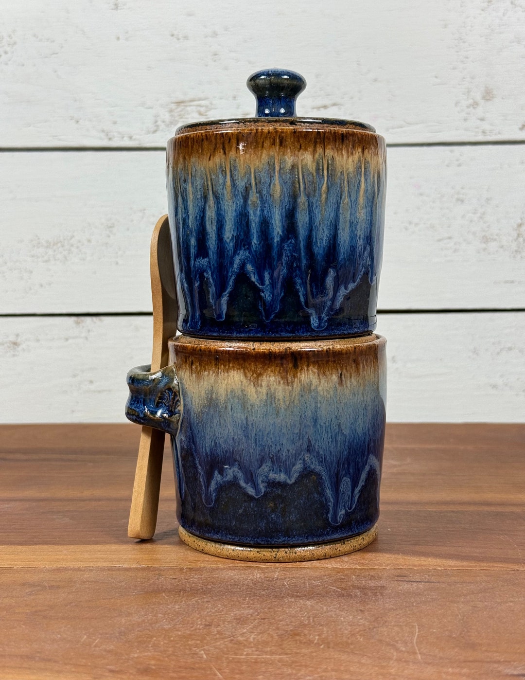 Stacking Salt and Pepper Container Set, Spice Jars, Salt Cellar, Salt