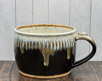 Handmade Wheel Thrown Stoneware Pottery Soup Bowl With Drippy Glaze ...