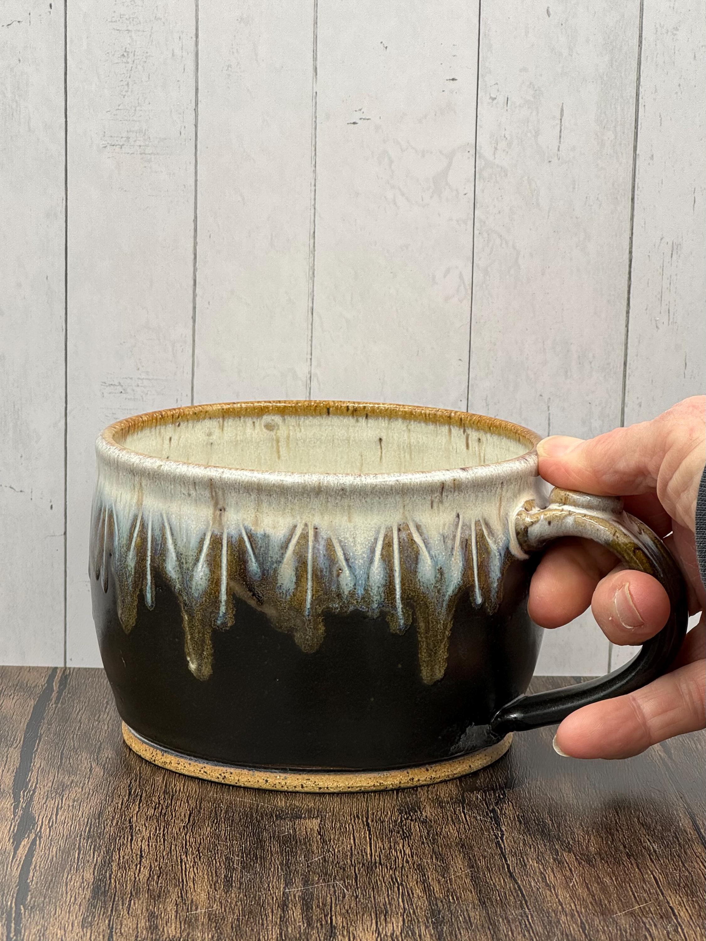 Handmade Wheel Thrown Stoneware Pottery Soup Bowl With Drippy Glaze ...