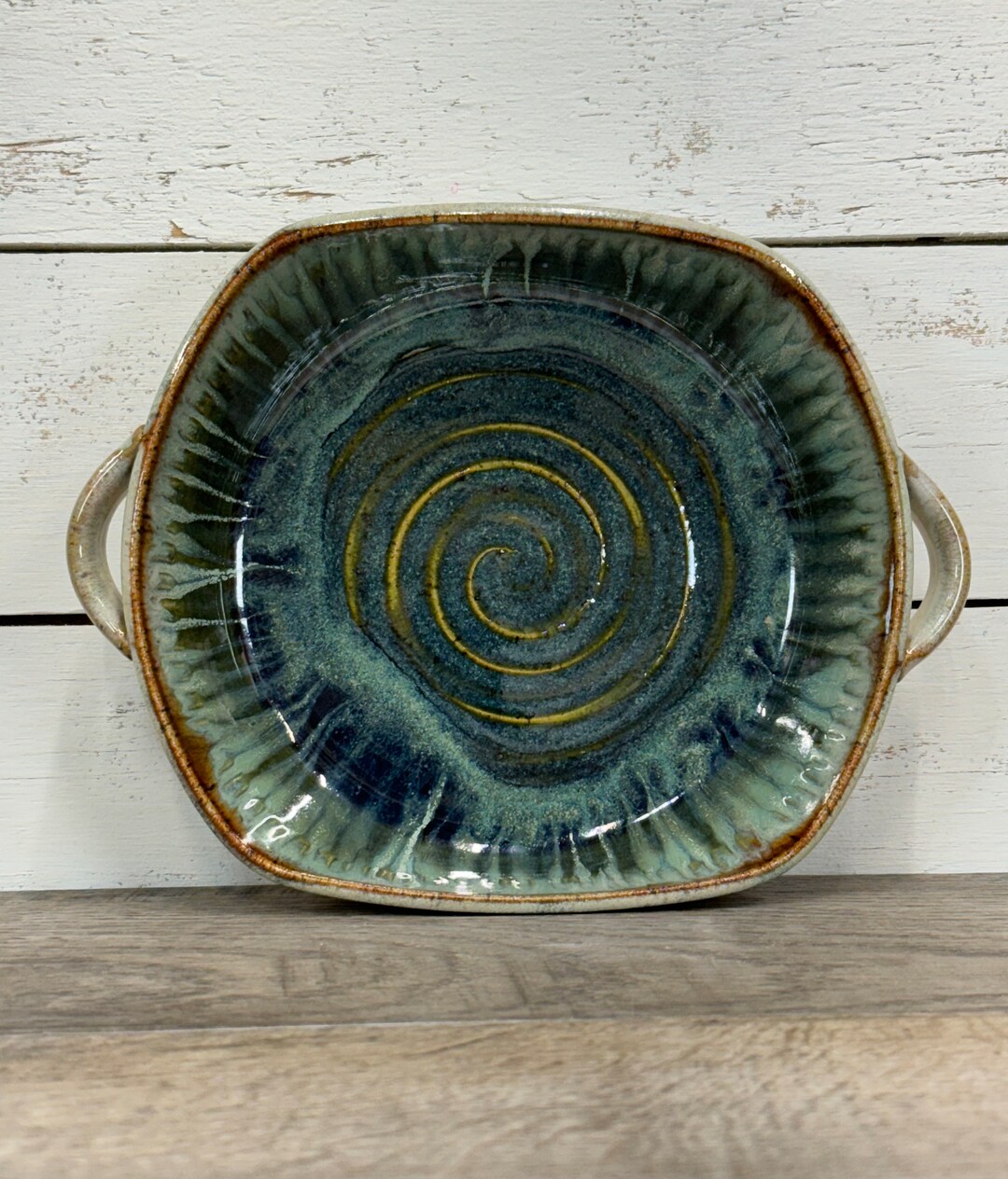 Handmade Wheel Thrown Stoneware Pottery Bowl With Handles, Ceramic ...