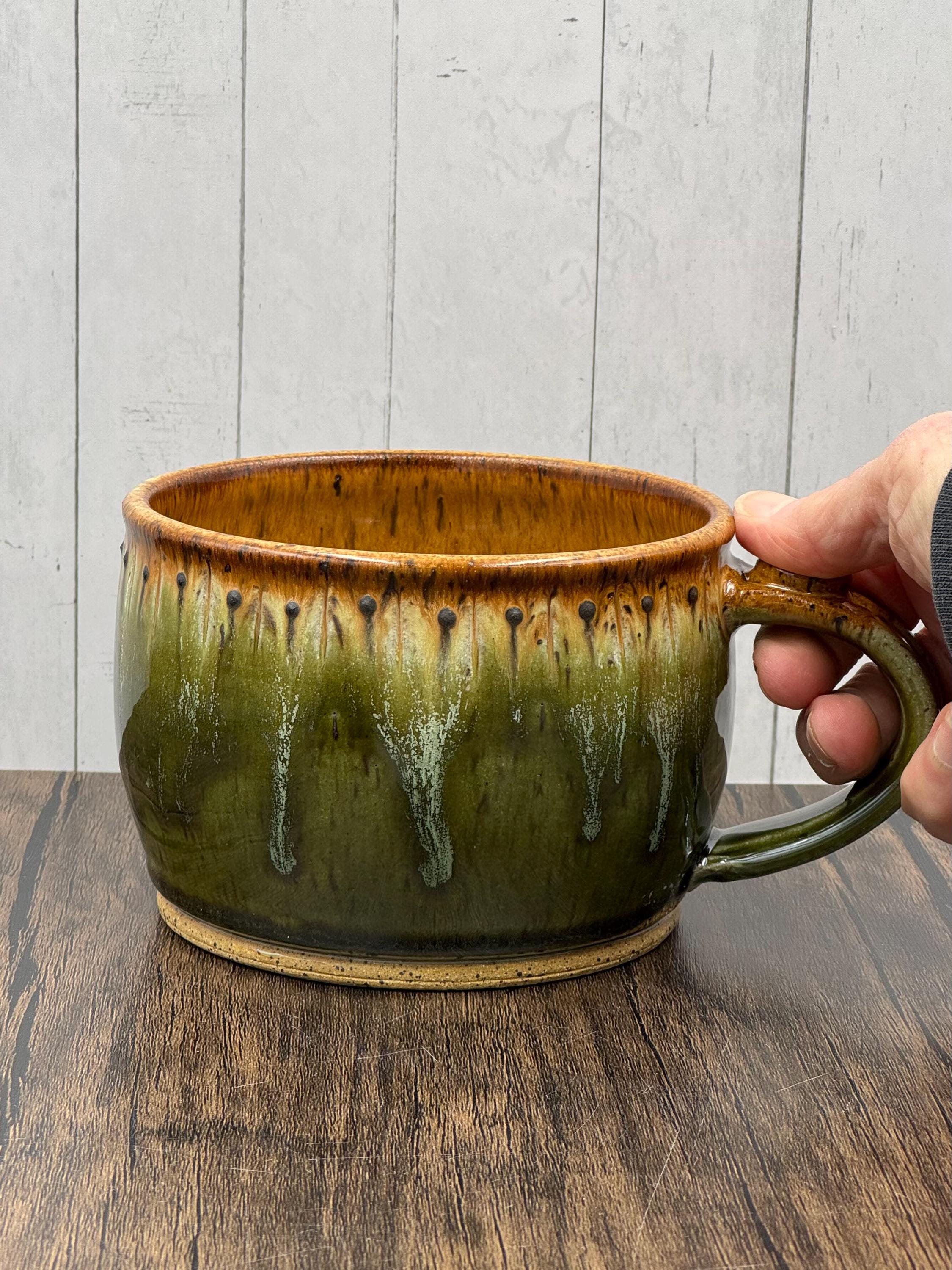 Handmade Wheel Thrown Stoneware Pottery Soup Bowl With Drippy Glaze ...