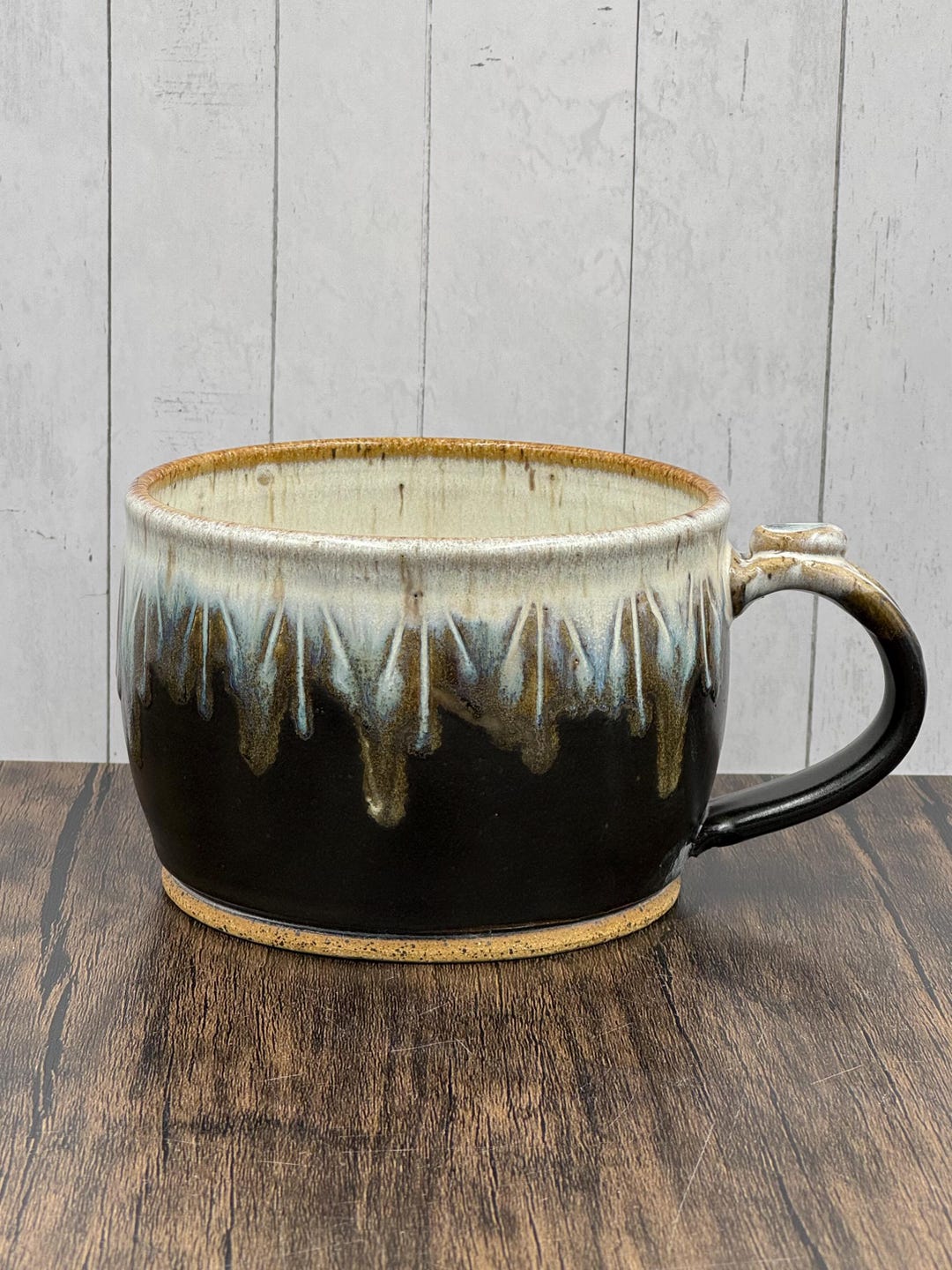 Handmade Wheel Thrown Stoneware Pottery Soup Bowl With Drippy Glaze ...